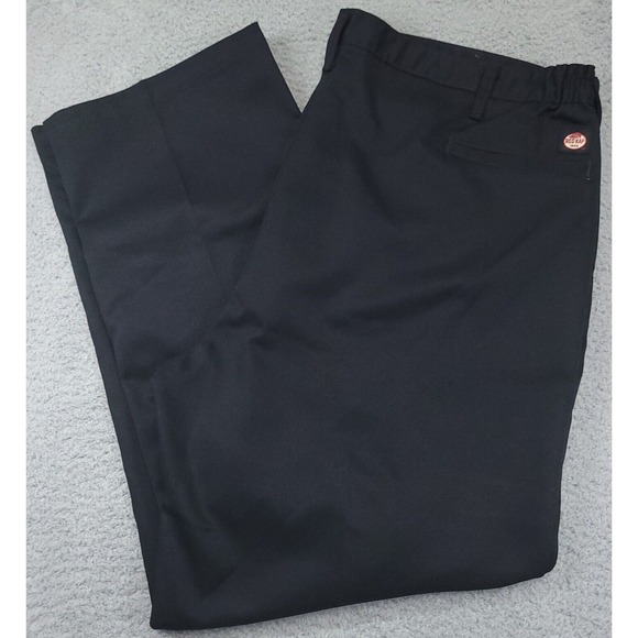 Red Kap Men's 45/46 (44x30.75) Work Pants PT60BK0 Flat Front Elastic Waist - Picture 1 of 11